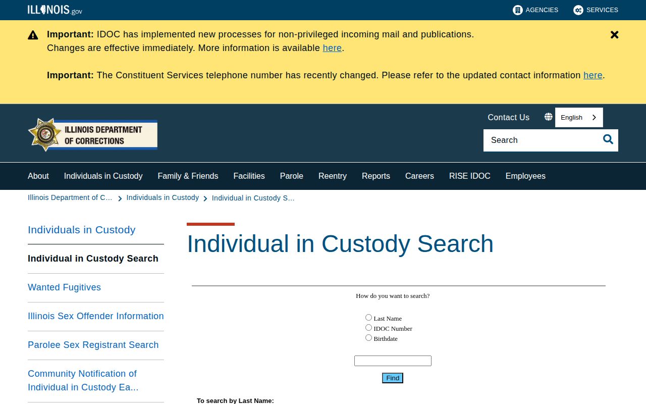 Clark County released inmate search instructions from the Illinois Department of Corrections