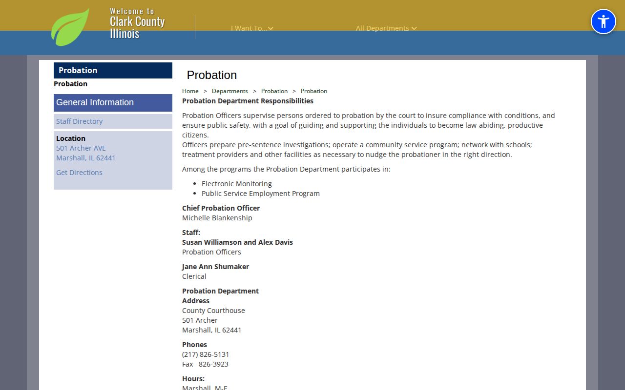 Clark County Probation office and reporting details