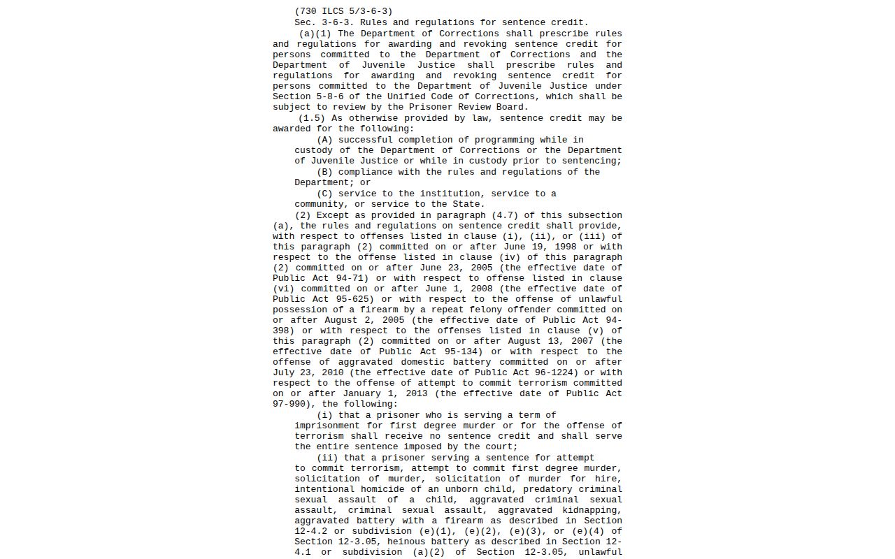 Clark County projected release date source for Illinois sentence-credit rules